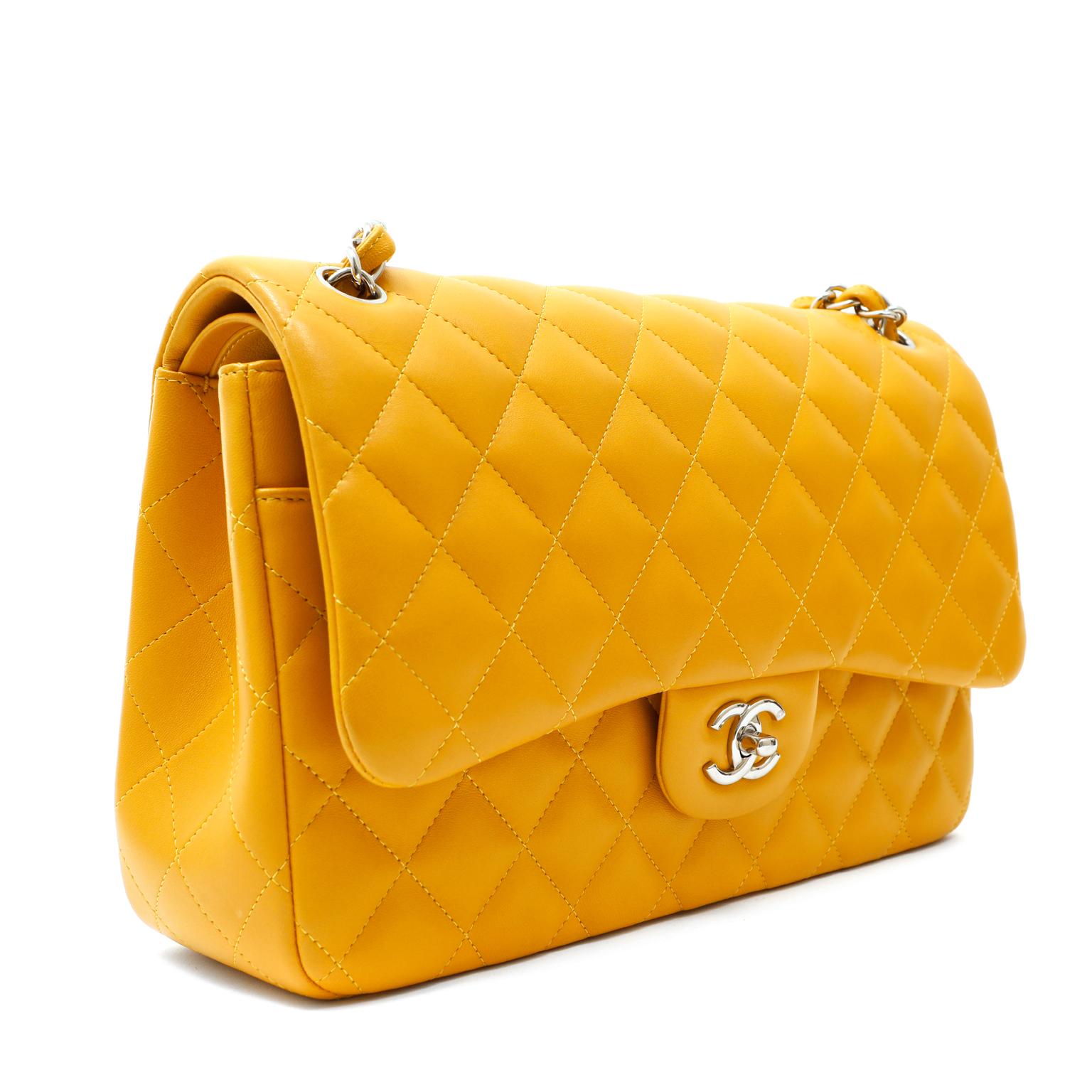Orange Chanel Marigold Lambskin Jumbo Classic Double Flap Bag