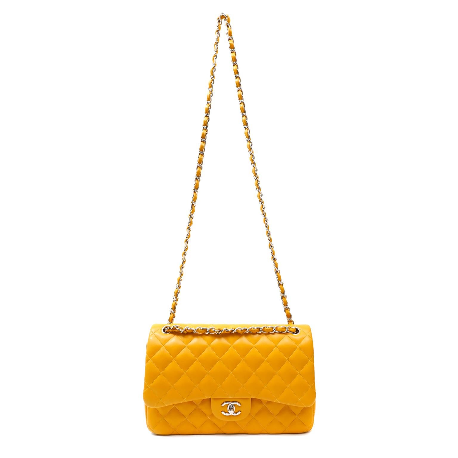 Chanel Marigold Lambskin Jumbo Classic Double Flap Bag 2