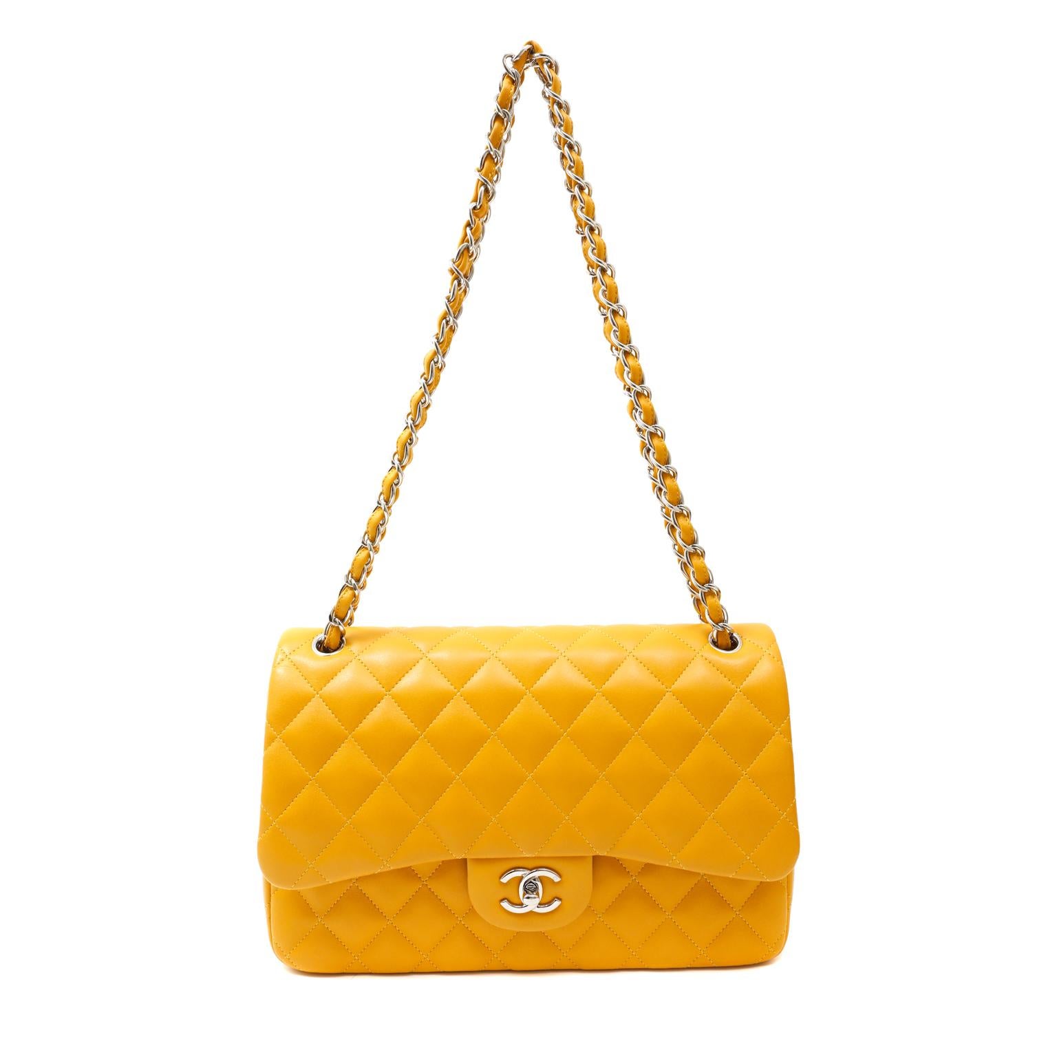 Chanel Marigold Lambskin Jumbo Classic Double Flap Bag 3
