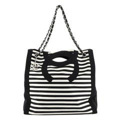 Chanel Mariniere Chain Tote Striped Canvas Large