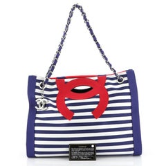 Chanel Mariniere Chain Tote Striped Canvas Small