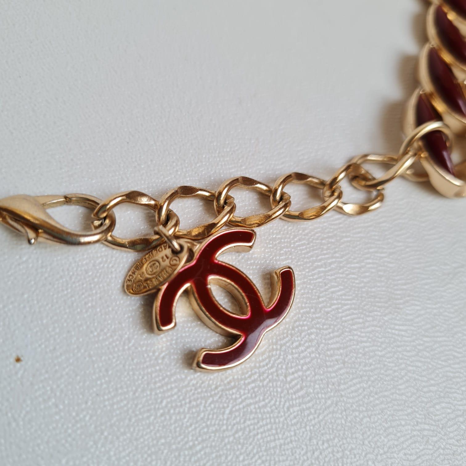 Chanel Maroon Enamel Chain Necklace 1