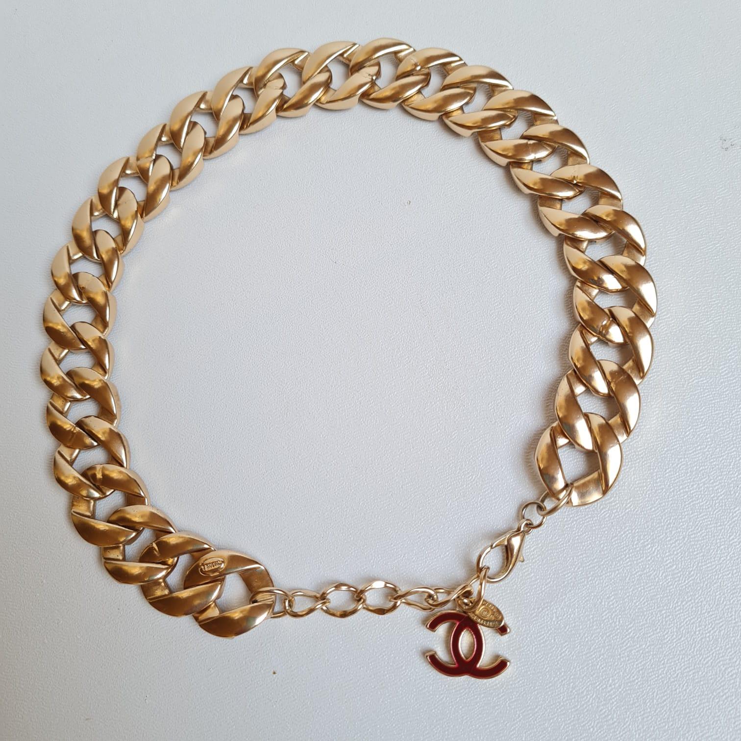 Chanel Maroon Enamel Chain Necklace 2
