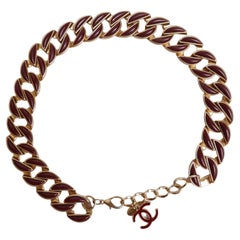 Chanel Maroon Enamel Chain Necklace