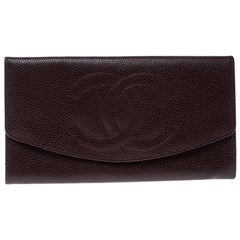 Chanel Maroon Leather CC Timeless Vintage Wallet