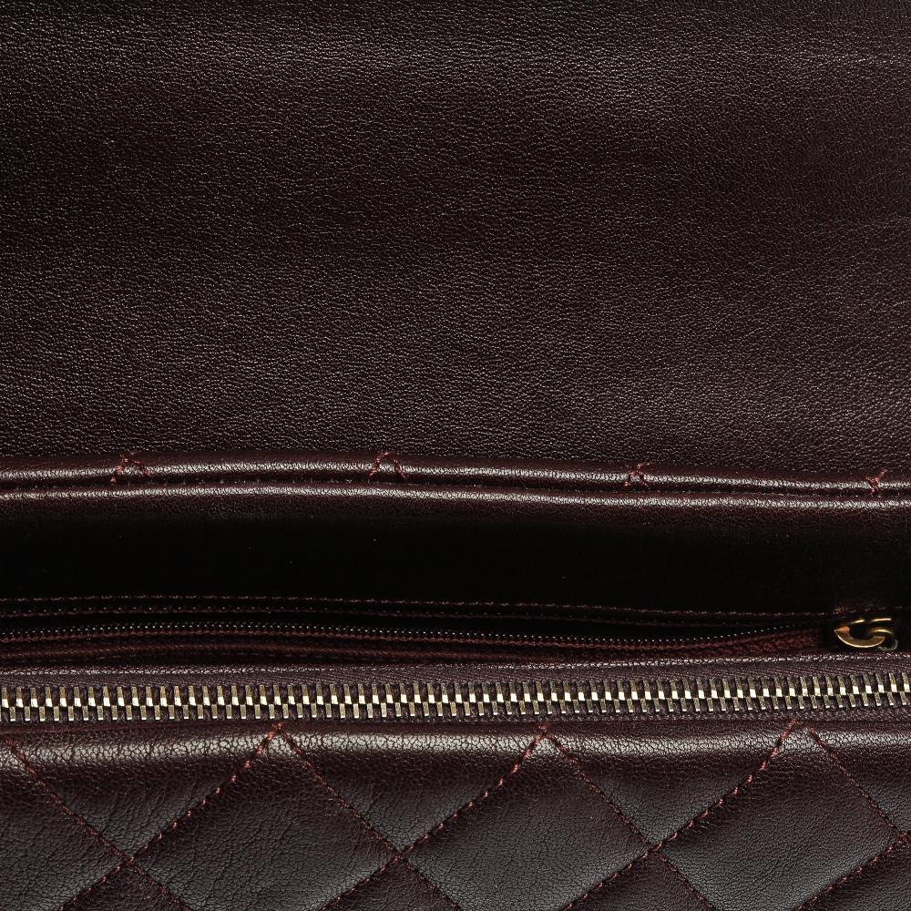 Chanel Maroon Leather Large Trapezio Flap Bag 4