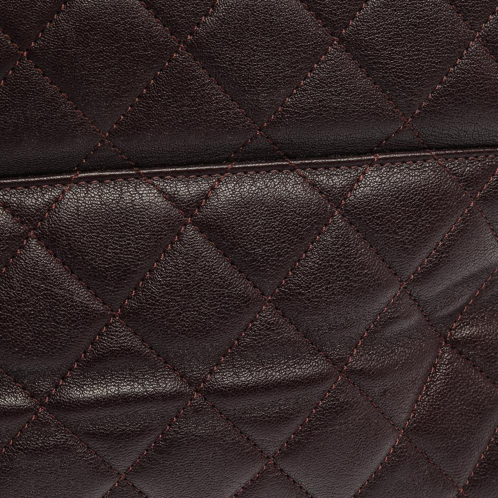 Chanel Maroon Leather Large Trapezio Flap Bag 5