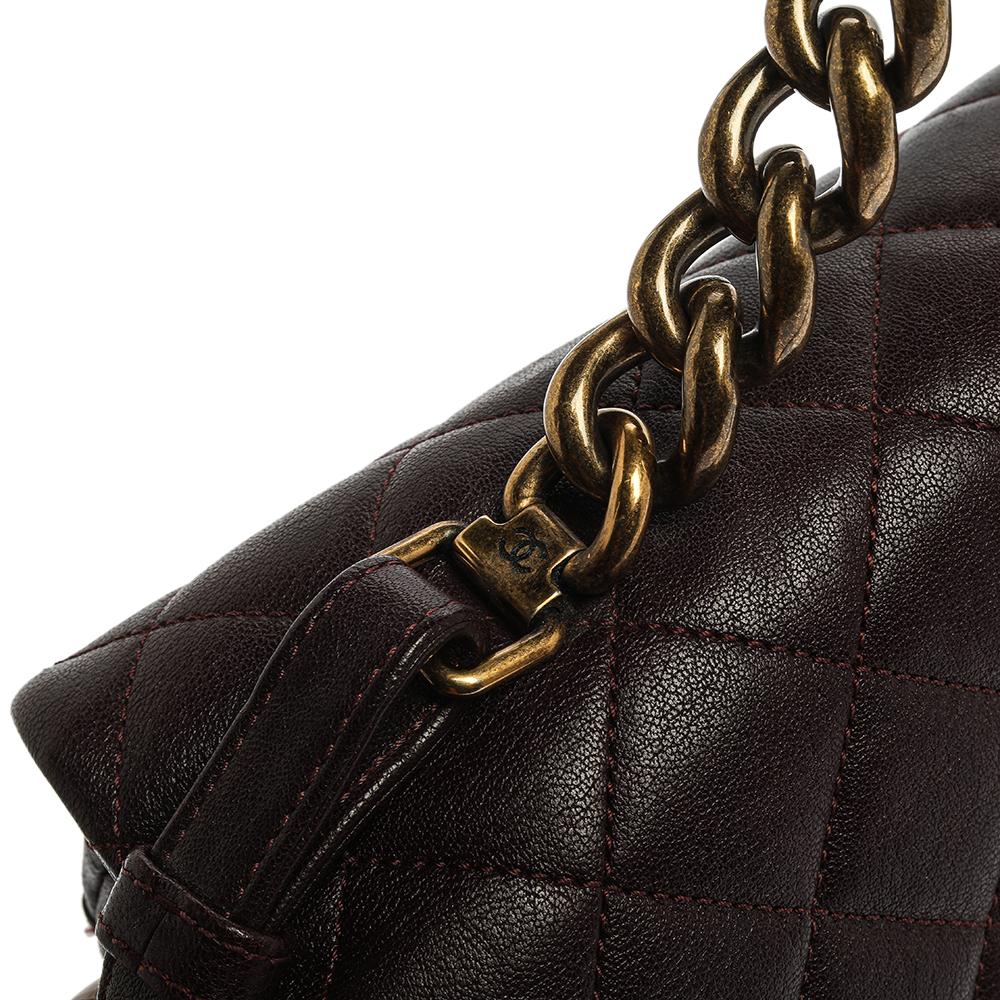 Chanel Maroon Leather Large Trapezio Flap Bag 7