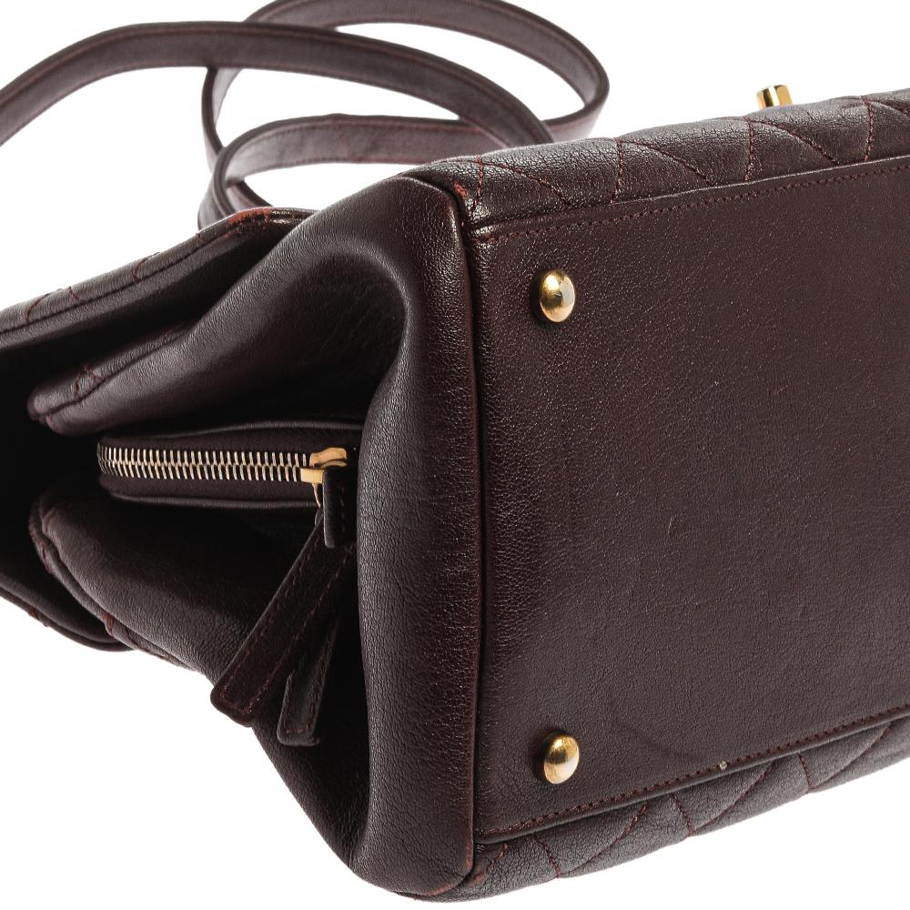 Chanel Maroon Leather Large Trapezio Flap Bag 8
