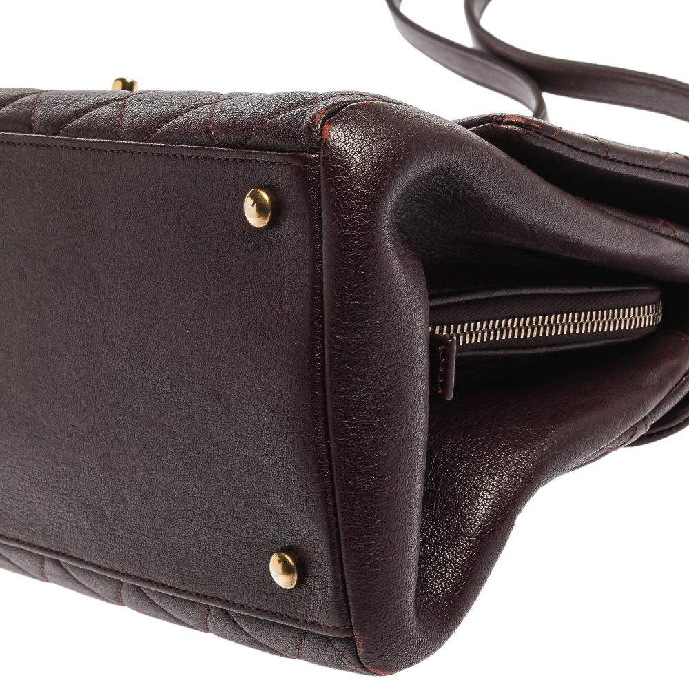 Chanel Maroon Leather Large Trapezio Flap Bag 9