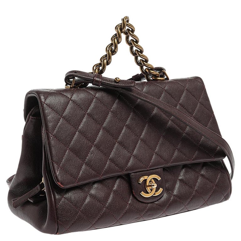 Chanel Maroon Leather Large Trapezio Flap Bag at 1stDibs