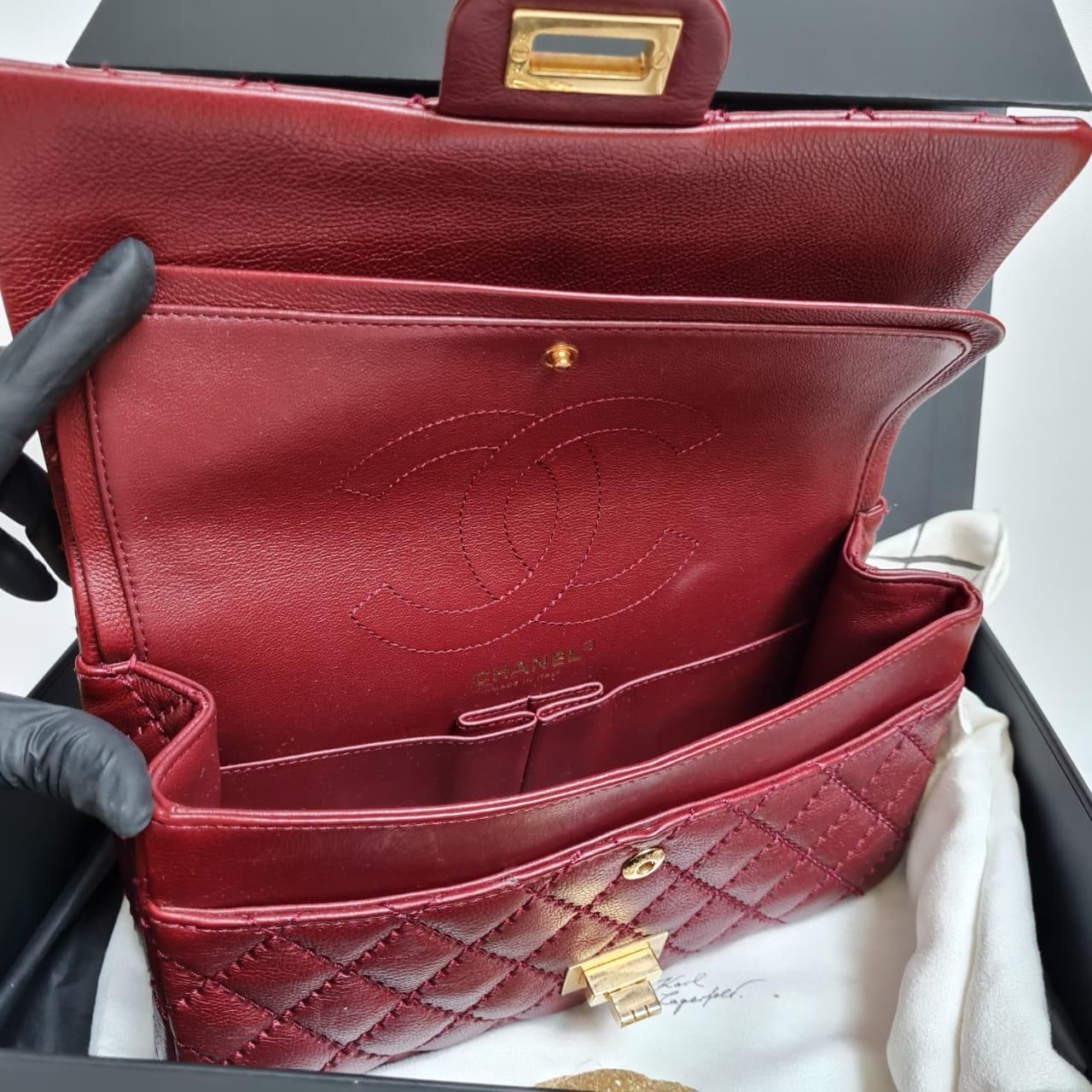Chanel Maroon Leather Reissue 2.55 Crossbody Bag 225 7