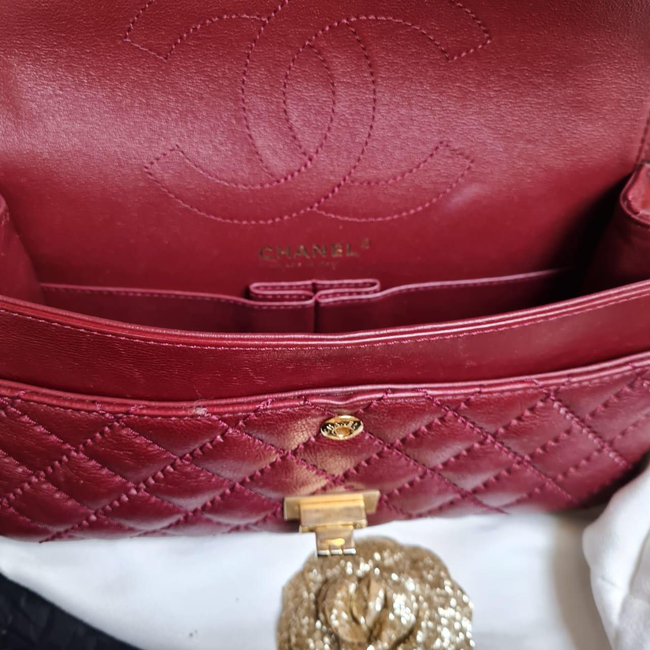 Chanel Maroon Leather Reissue 2.55 Crossbody Bag 225 8