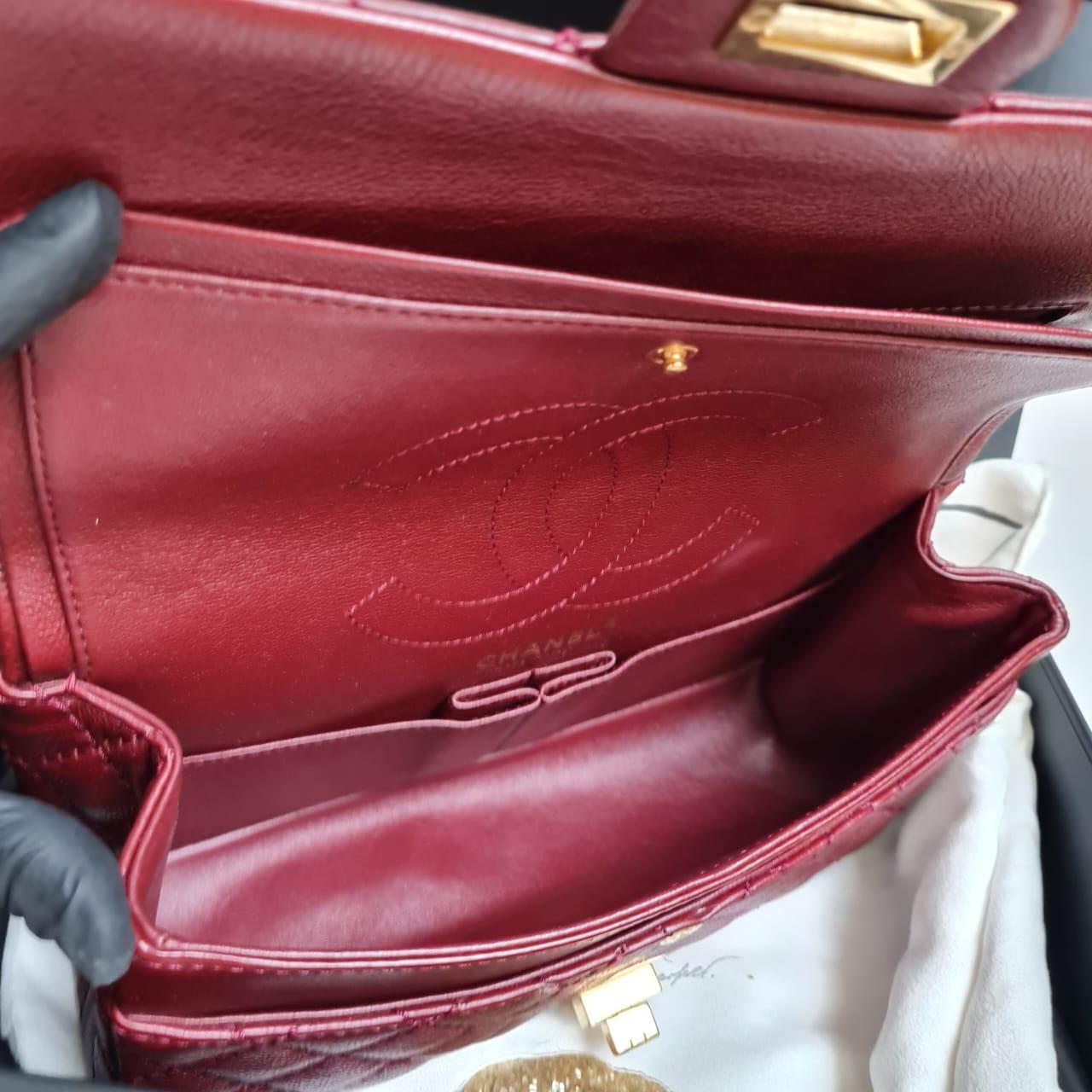 Chanel Maroon Leather Reissue 2.55 Crossbody Bag 225 9