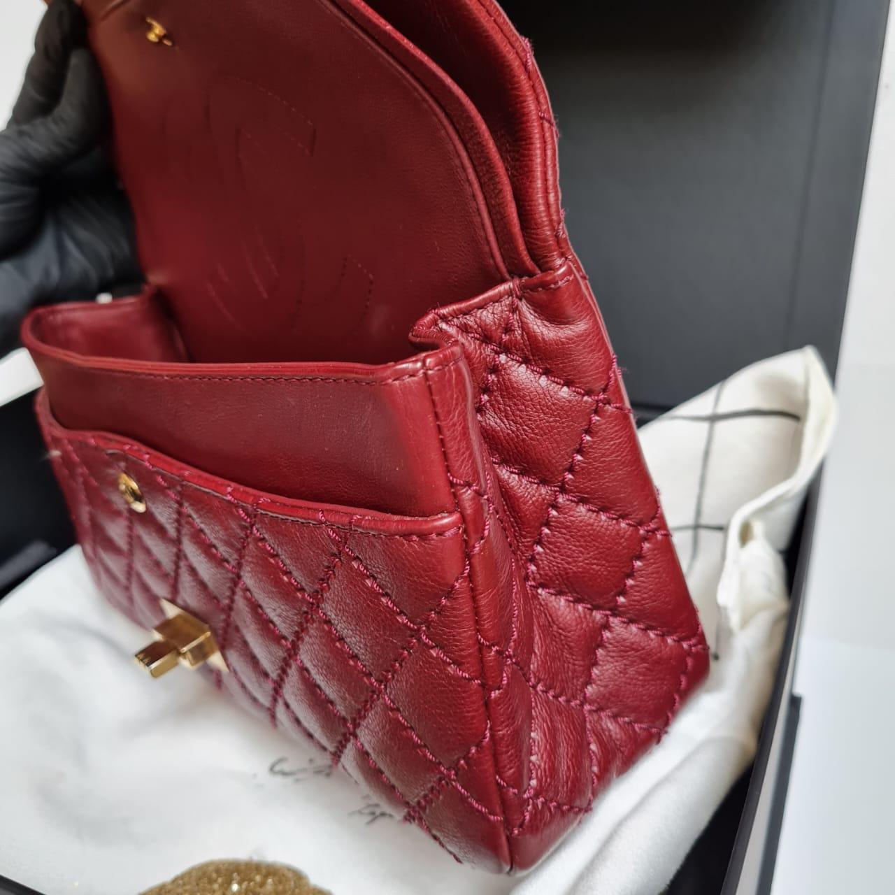 Chanel Maroon Leather Reissue 2.55 Crossbody Bag 225 12