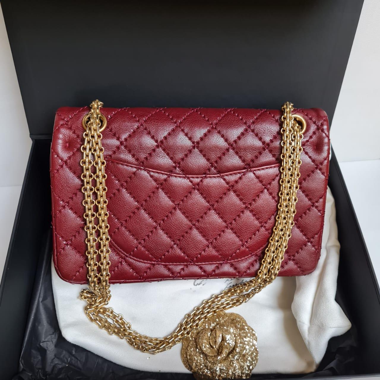 Chanel Maroon Leather Reissue 2.55 Crossbody Bag 225 13