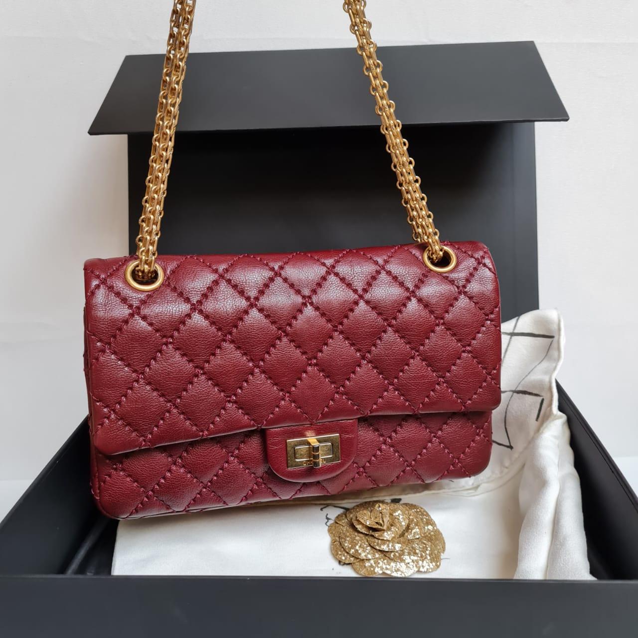 Chanel Maroon Leather Reissue 2.55 Crossbody Bag 225 3