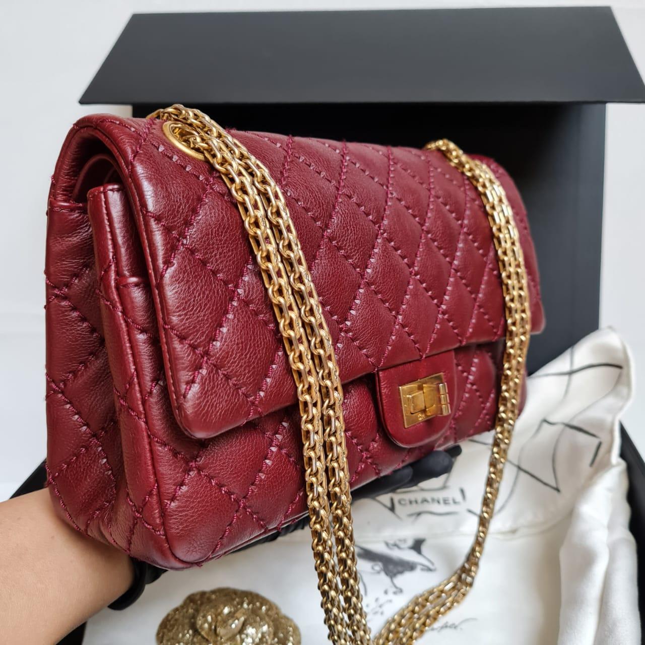 Chanel Maroon Leather Reissue 2.55 Crossbody Bag 225 4