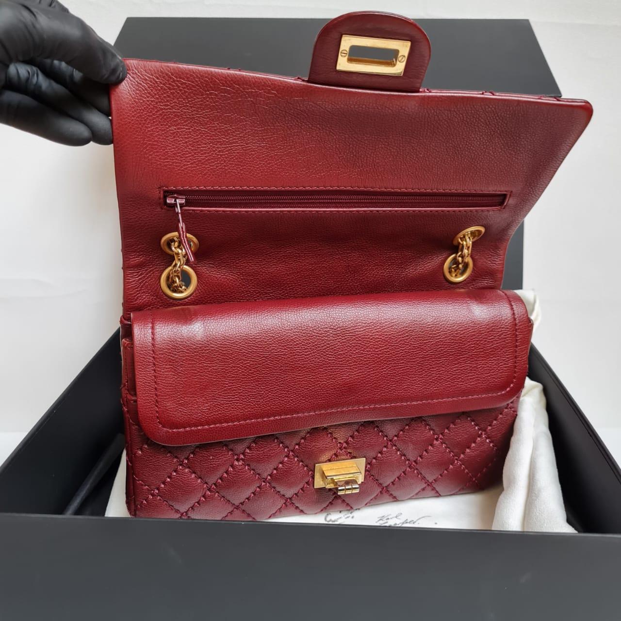 Chanel Maroon Leather Reissue 2.55 Crossbody Bag 225 5