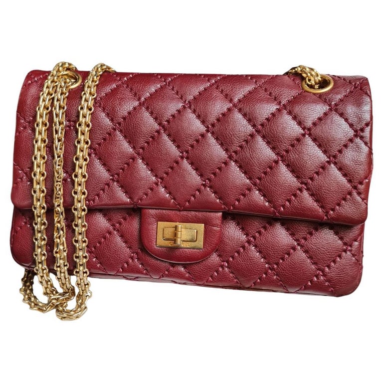 Chanel Maroon Leather Reissue 2.55 Crossbody Bag 225 at 1stDibs