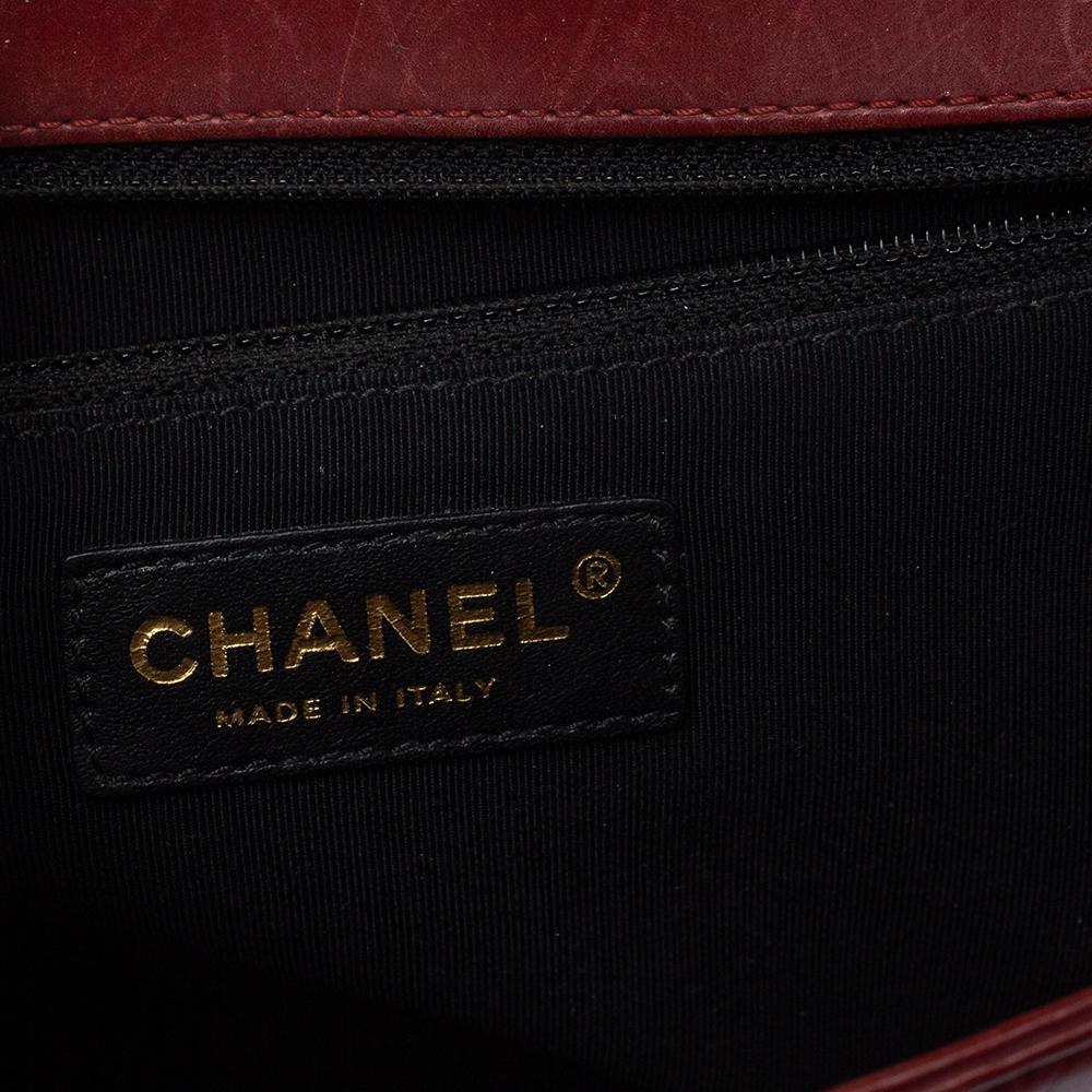 Chanel Maroon Leather Reverso Boy Bag 3