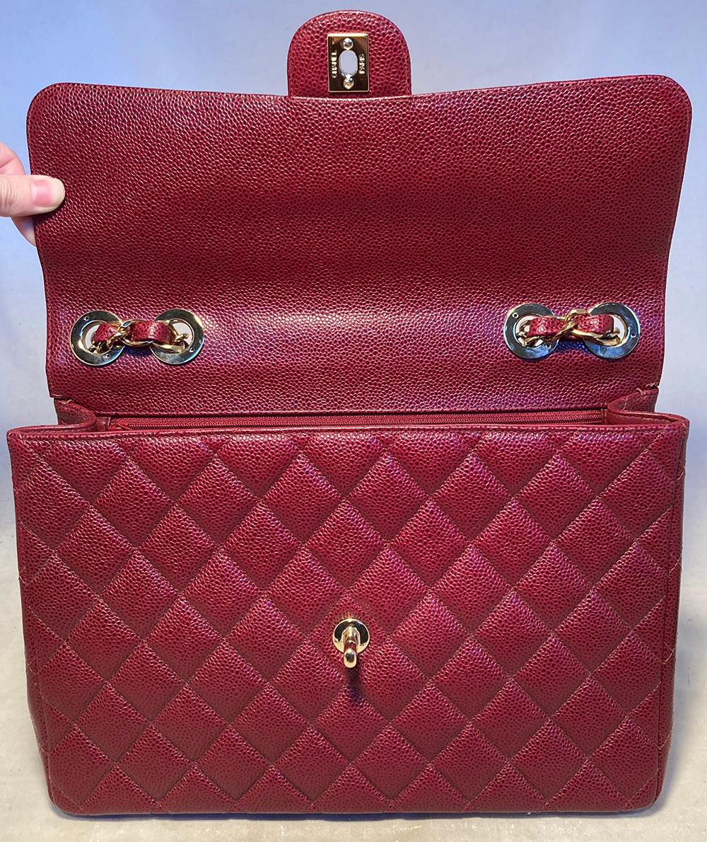 Women's Chanel Maroon Quilted Caviar Leather Maxi Classic Flap Shoulder Bag