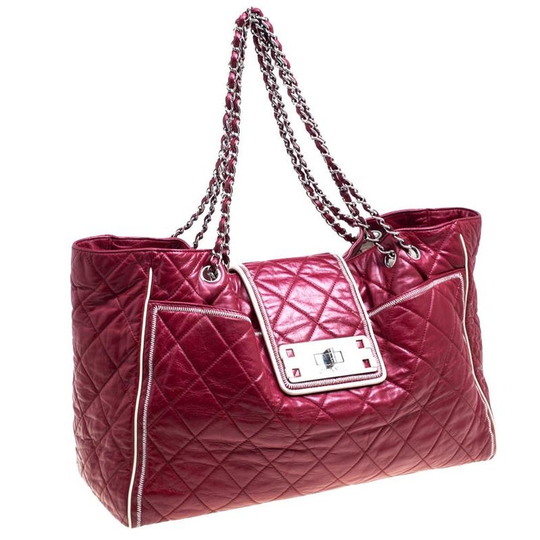 Chanel Maroon Quilted Leather Accordion Reissue Shoulder Bag For Sale ...