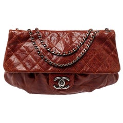 Chanel Maroon Quilted Leather Coco Pleats Flap Bag