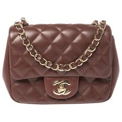 Chanel Square Classic Single Flap Bag Chevron Lambskin Mini at 1stDibs