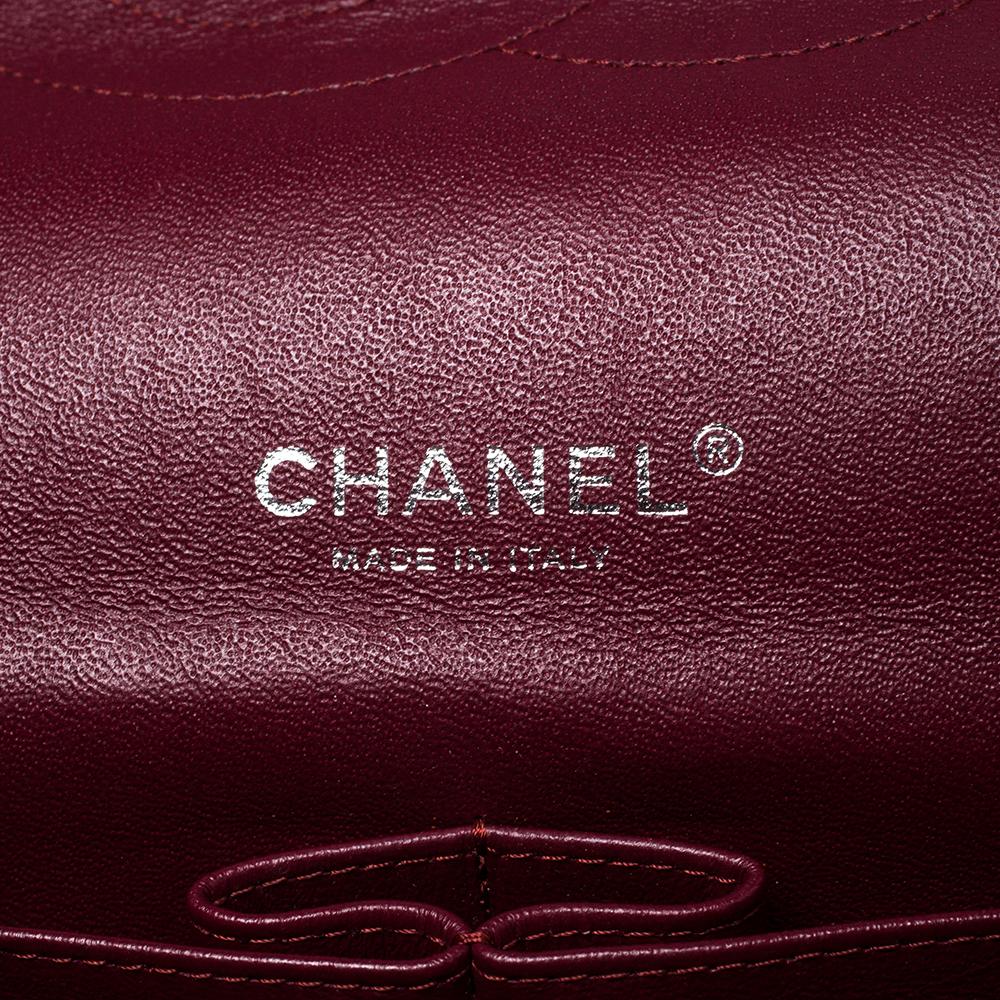 Chanel Maroon Quilted Patent Leather Maxi Classic Double Flap Bag 5