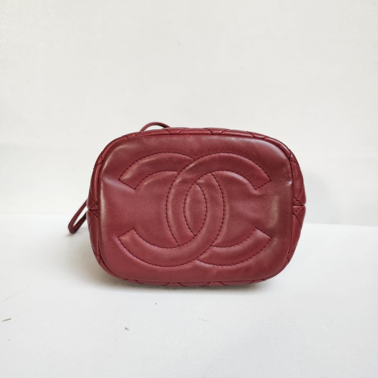 Chanel Maroon Small Drawstring Crossbody Bag For Sale 6