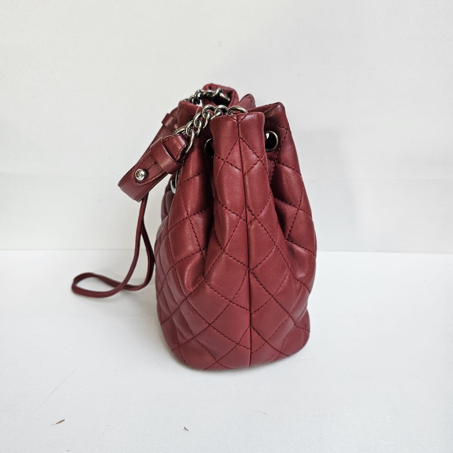 Chanel Maroon Small Drawstring Crossbody Bag For Sale 8