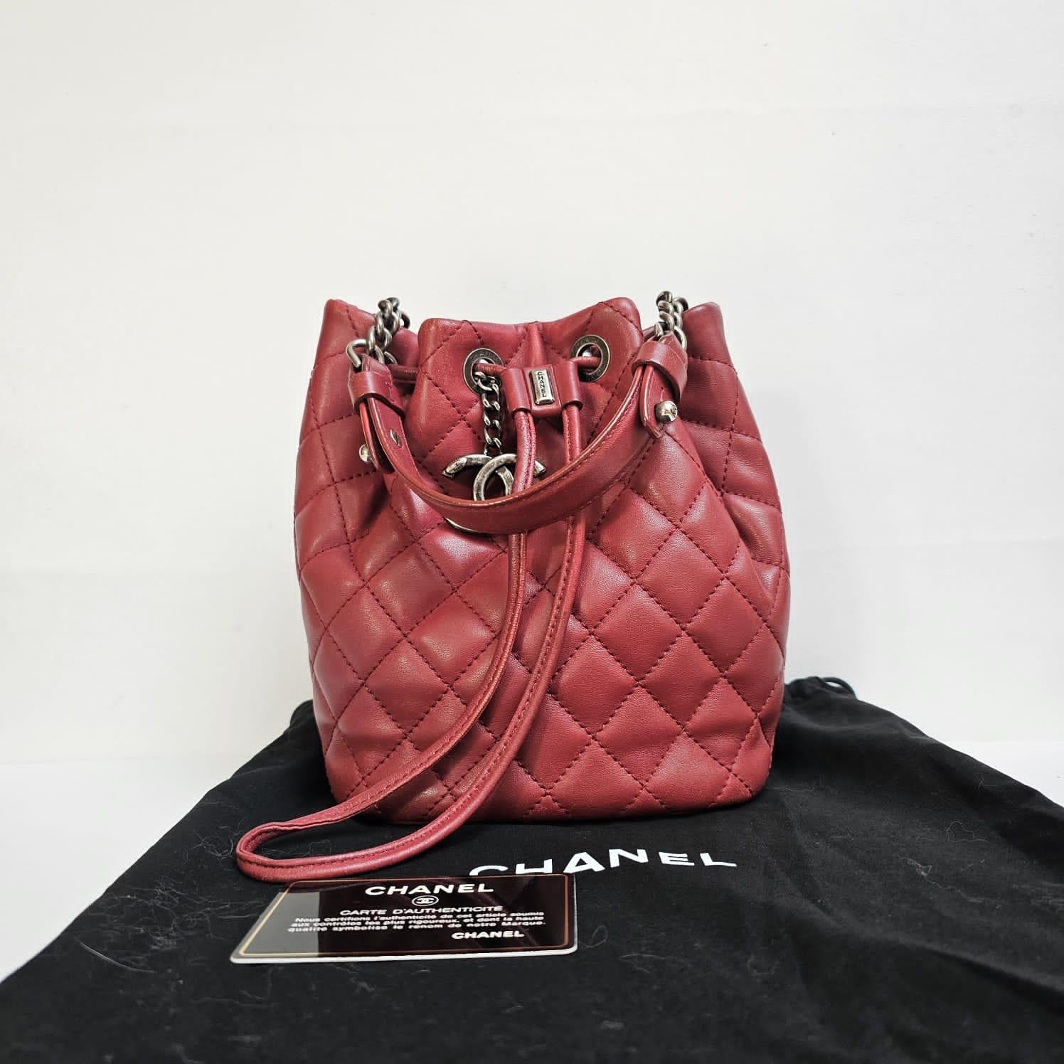 Chanel Maroon Small Drawstring Crossbody Bag For Sale 9