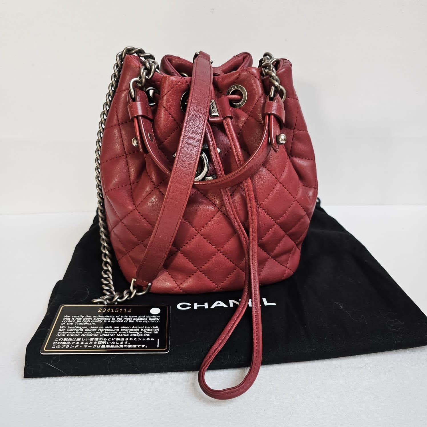 Women's or Men's Chanel Maroon Small Drawstring Crossbody Bag For Sale