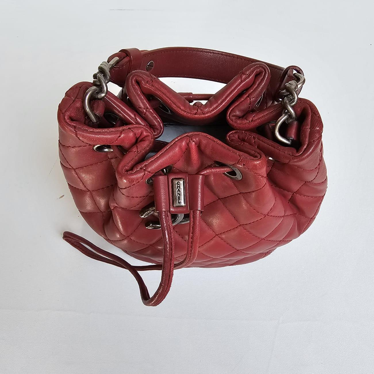 Chanel Maroon Small Drawstring Crossbody Bag For Sale 2