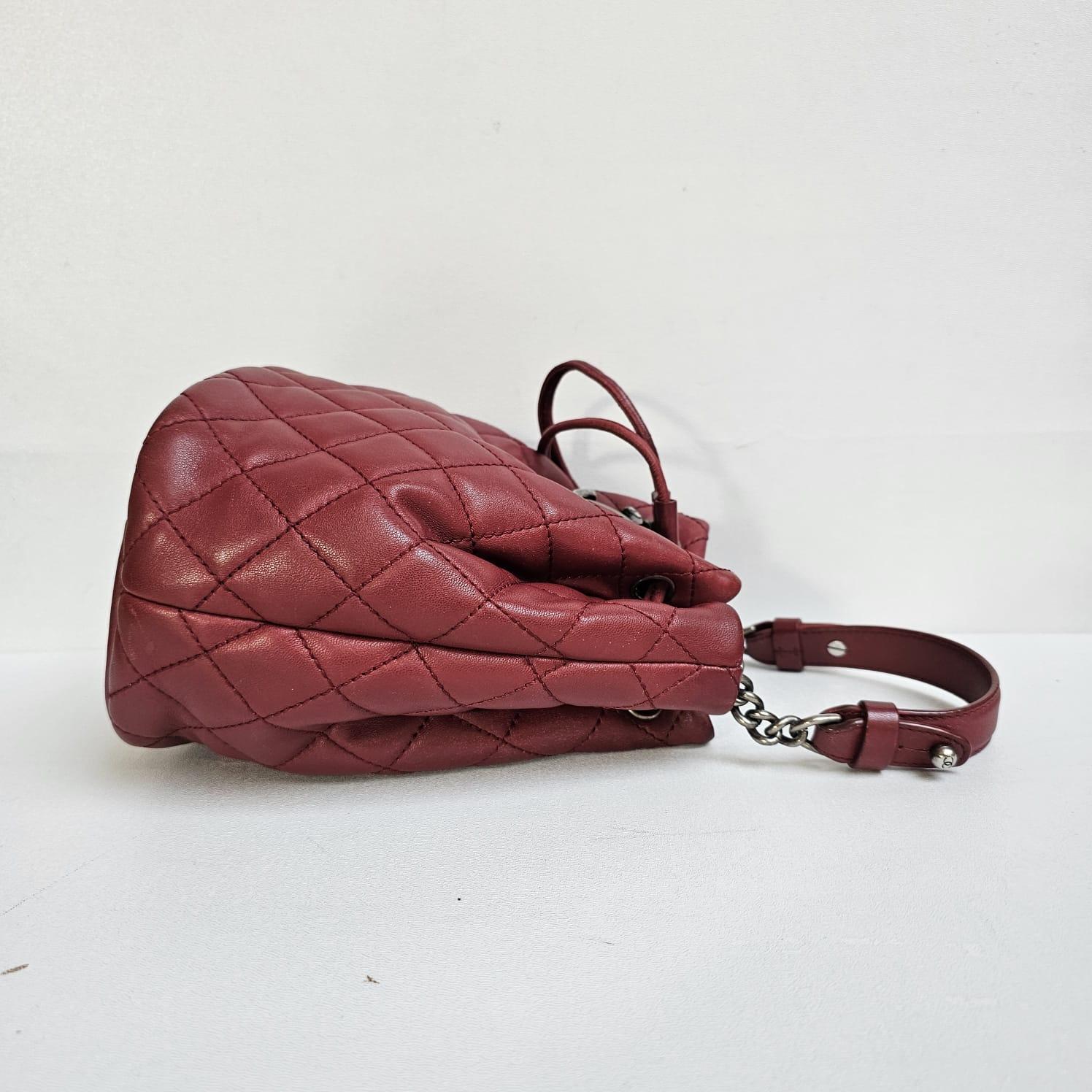 Chanel Maroon Small Drawstring Crossbody Bag For Sale 4