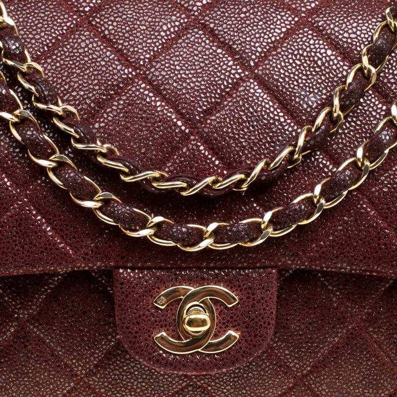 Chanel Maroon Suede Vintage Classic Double Flap Bag 6