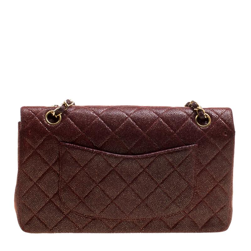 Brown Chanel Maroon Suede Vintage Classic Double Flap Bag