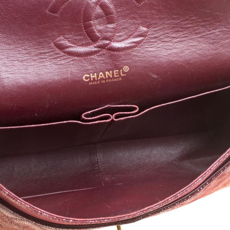 Chanel Maroon Suede Vintage Classic Double Flap Bag 3