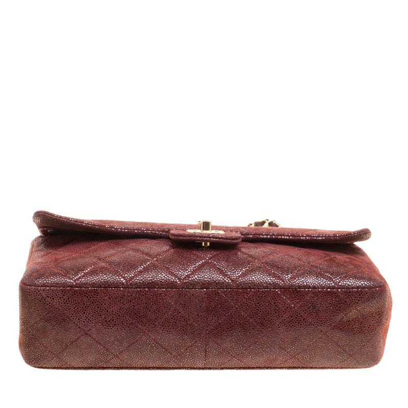 Chanel Maroon Suede Vintage Classic Double Flap Bag 4