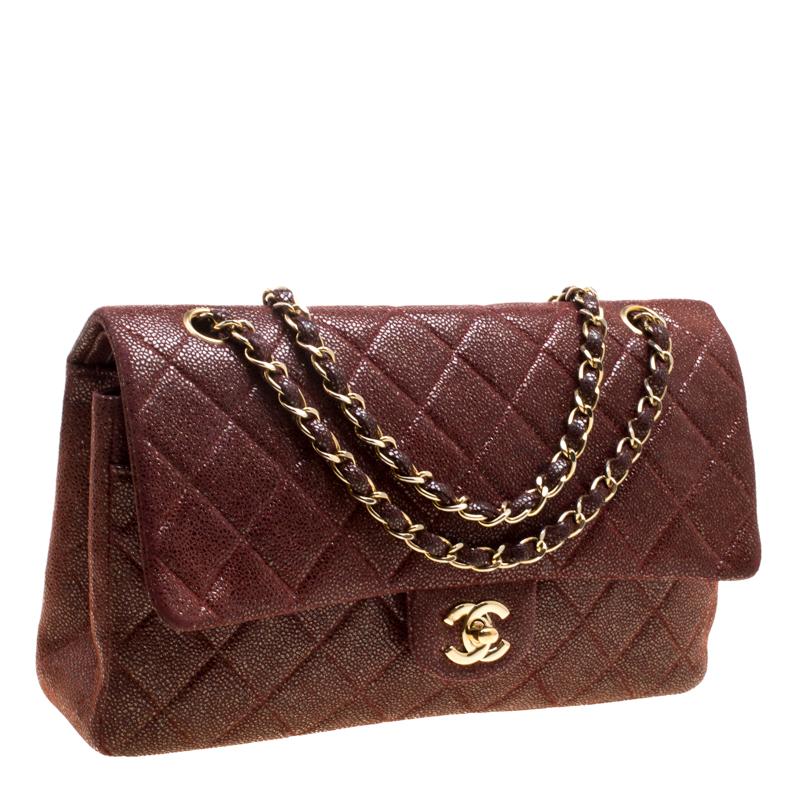 Chanel Maroon Suede Vintage Classic Double Flap Bag