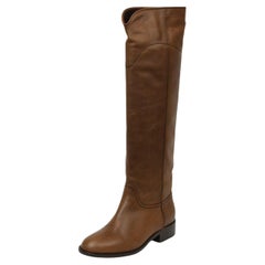 Stivali da equitazione alti in pelle Chanel Marron Clair  Taglia 6 US