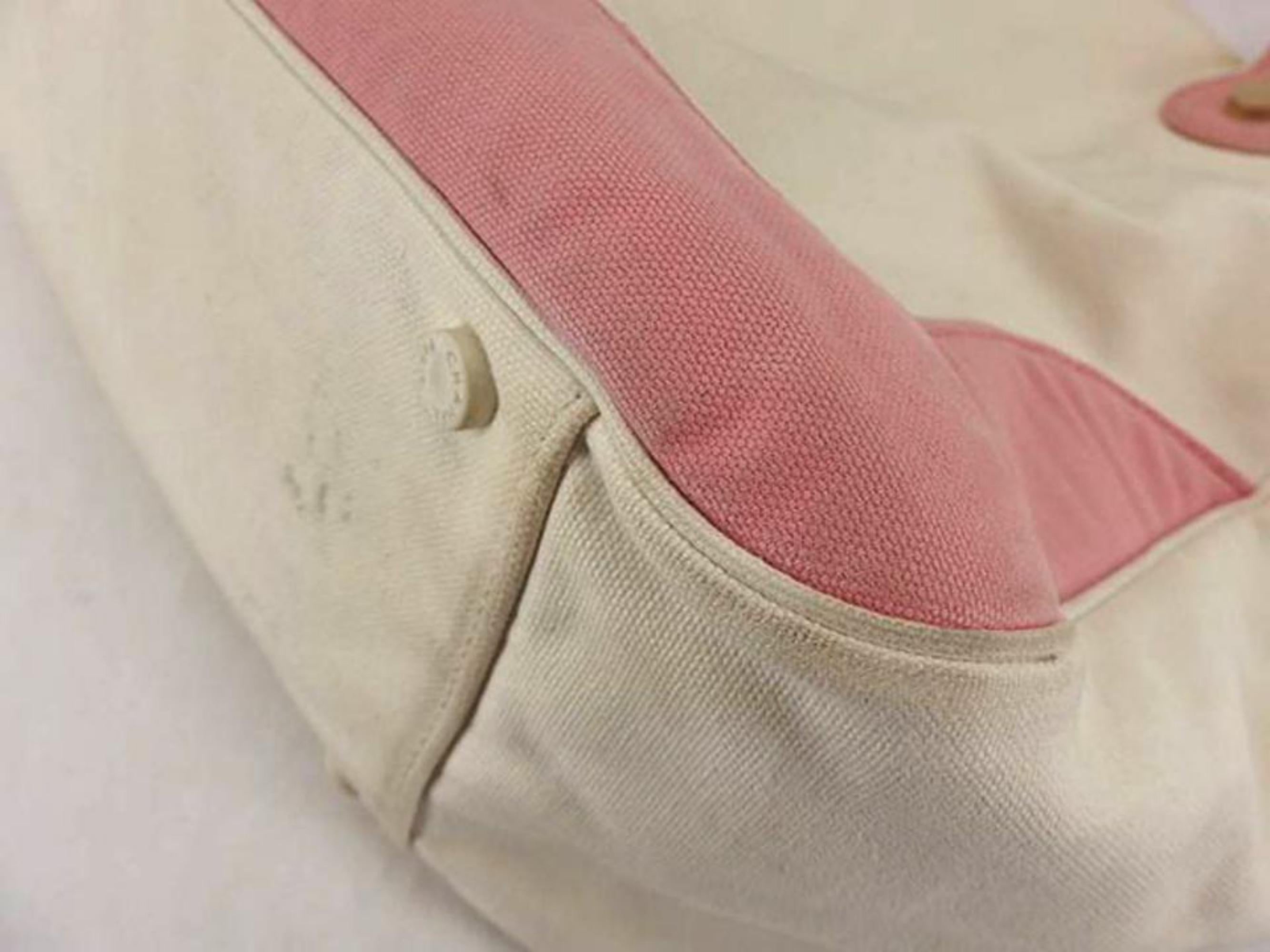 Chanel Marshmallow 218712 Pink Canvas Tote For Sale 4