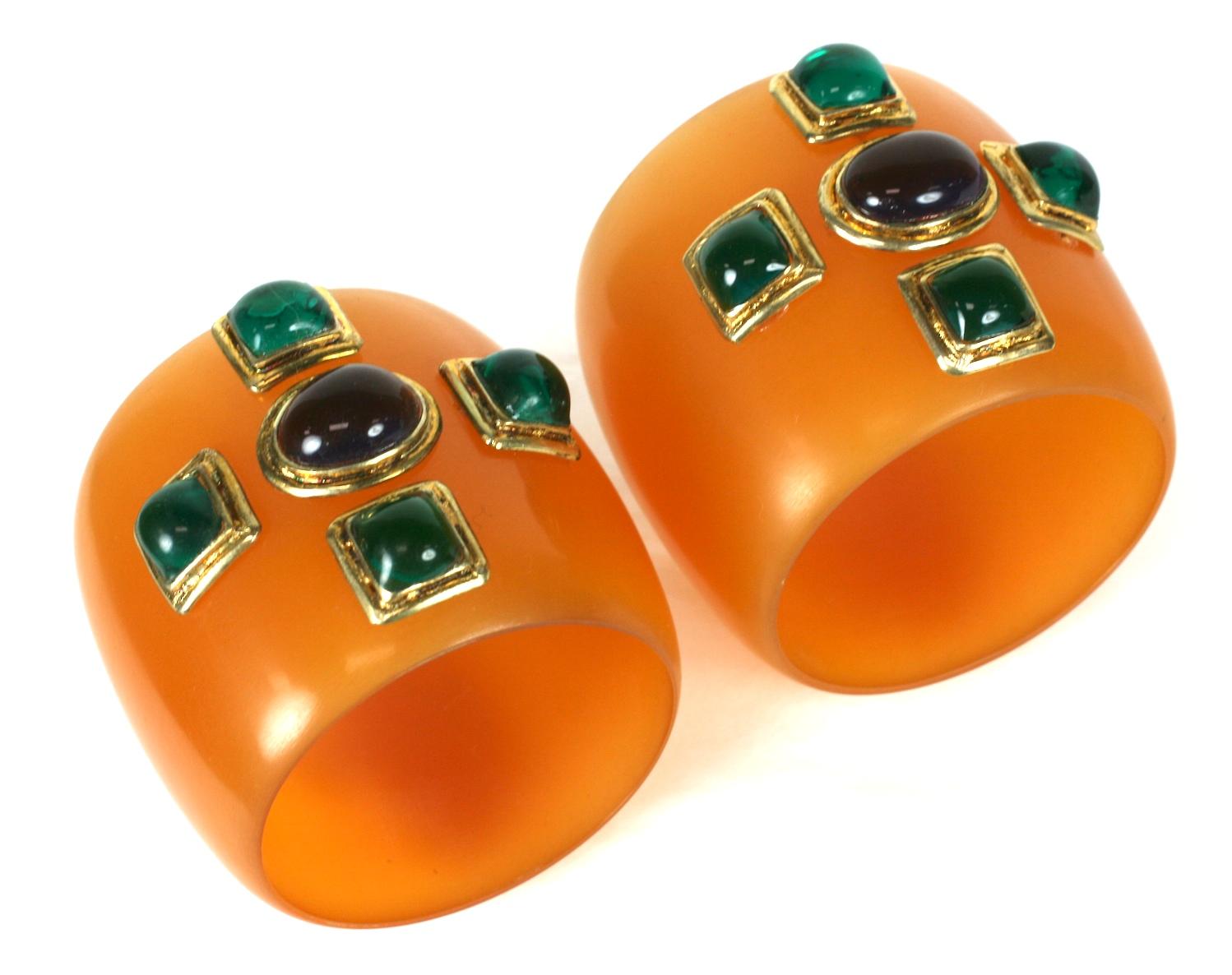 Chanel Massive Bakelite Jeweled Bangles, Maison Gripoix In Excellent Condition For Sale In New York, NY