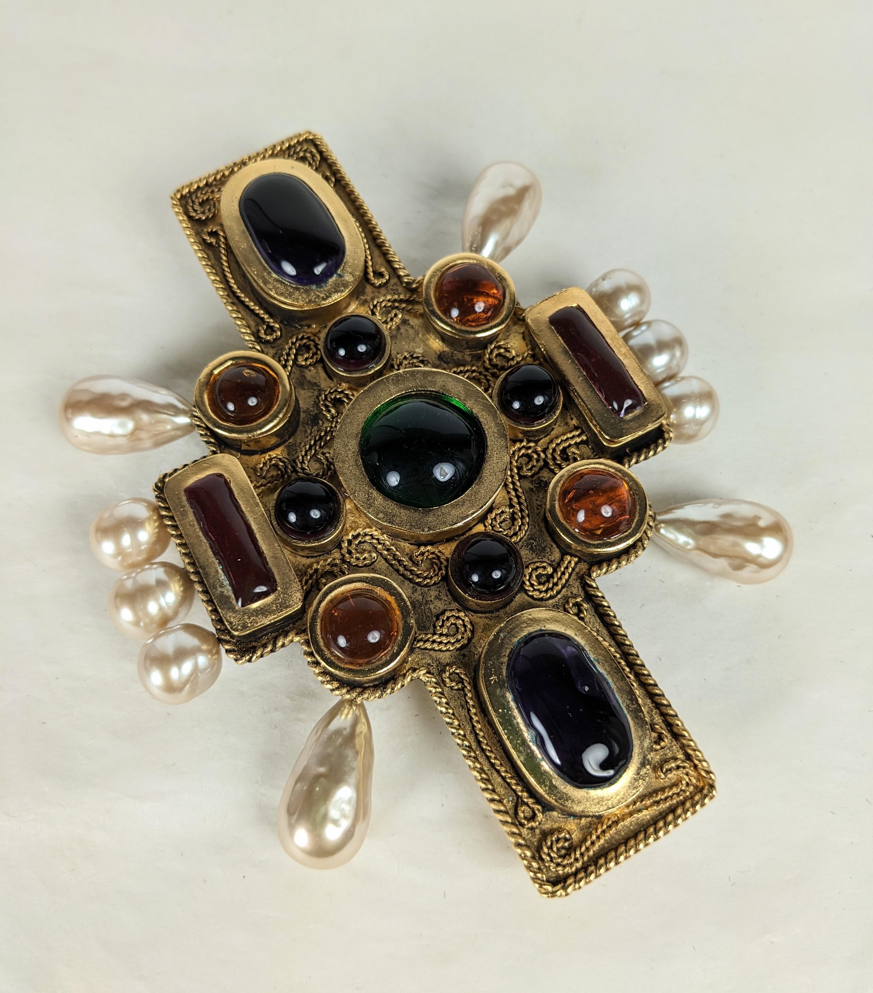 Chanel Massive Byzantine Cross Pendant Brooch by Maison Gripoix In Excellent Condition For Sale In New York, NY