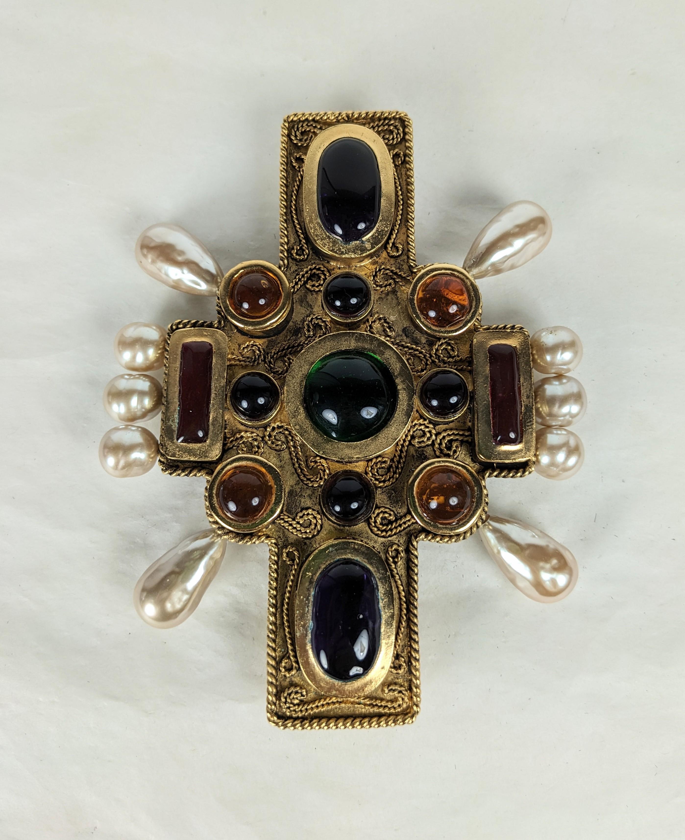 Chanel Massive Byzantine Cross Pendant Brooch by Maison Gripoix For Sale 1