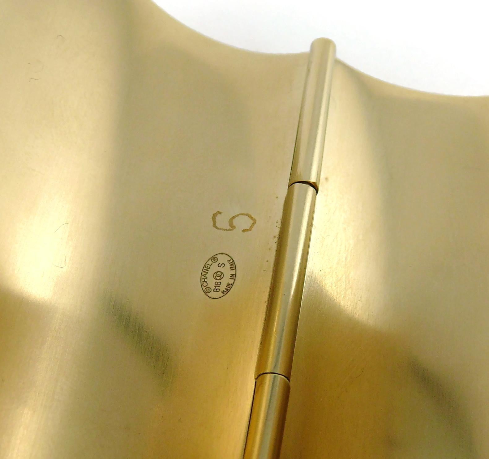 Chanel Massive Gold Toned Mirrored CC Wide Cuff Bracelet 5