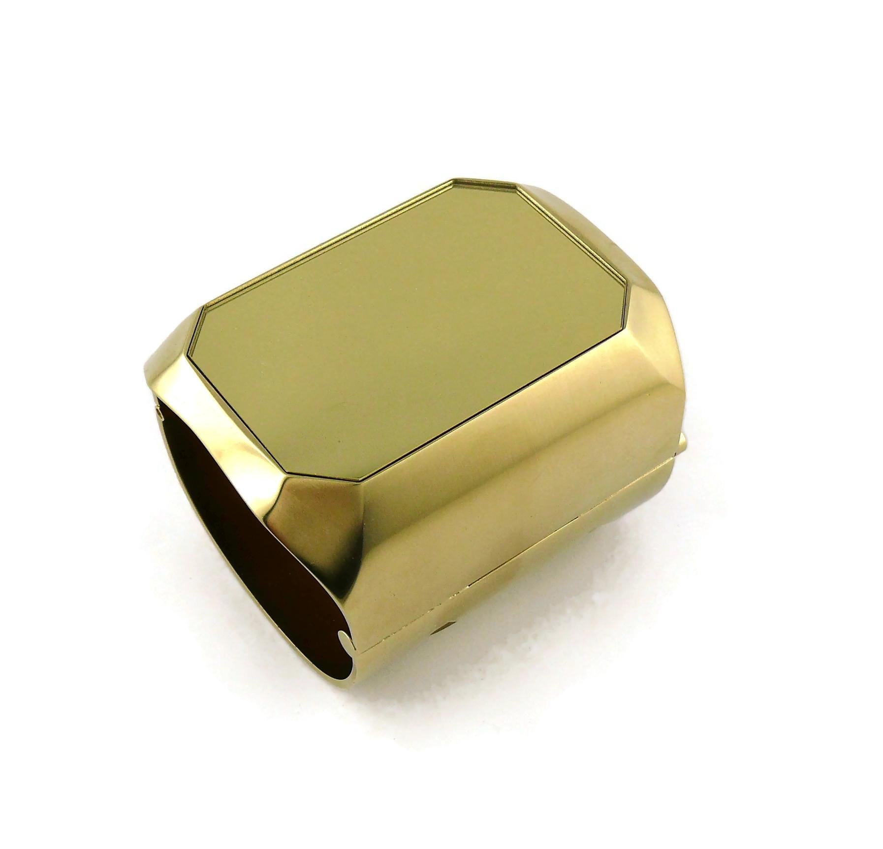 Chanel Massive Gold Toned Mirrored CC Wide Cuff Bracelet at Chanel Massive Gold Toned Mirrored CC Wide Cuff Bracelet at