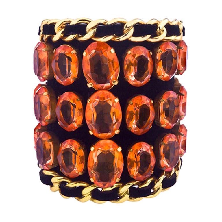 Chanel Massive Rhinestones Bangle For Sale