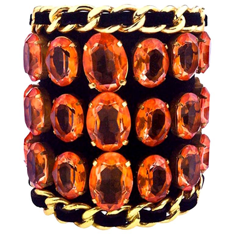 Chanel Massive Rhinestones Bangle For Sale